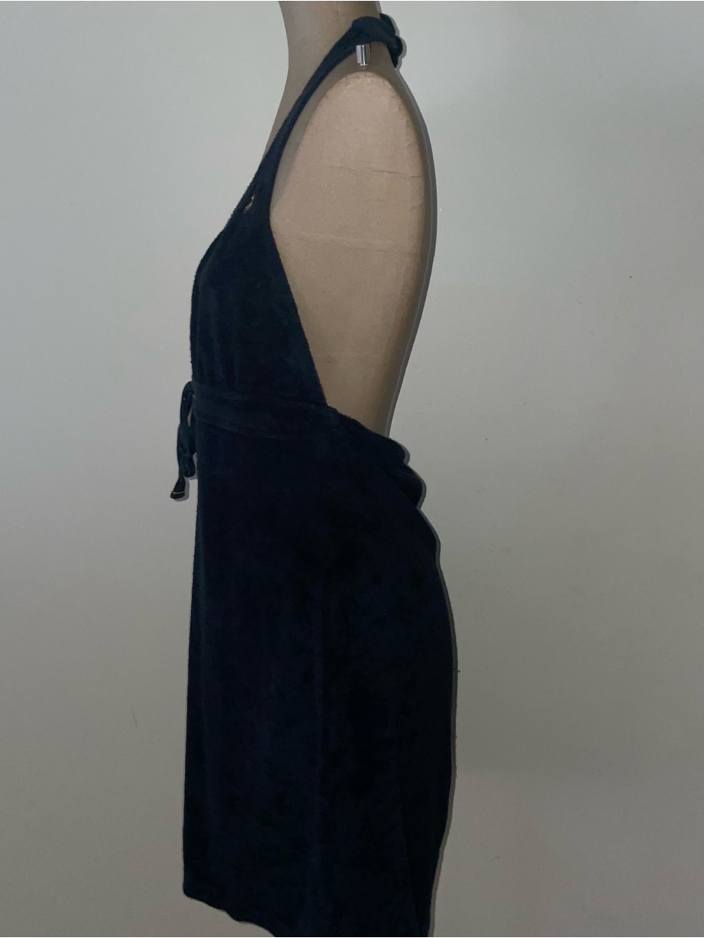 Y2K 90s beach Ralph Lauren black Halter Terry Cloth Dress - Picture 2 of 7